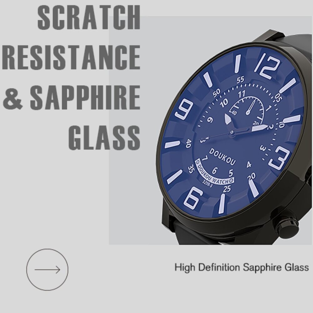 (SOLD ON EBay)  DOUKOU Men's Watch~ Analog- Sapphire Glass- 3D Numeral Dial - Picture 6 of 10
